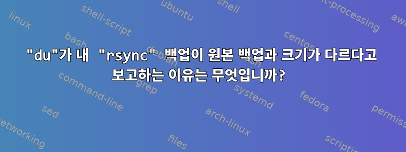 "du"가 내 "rsync" 백업이 원본 백업과 크기가 다르다고 보고하는 이유는 무엇입니까?