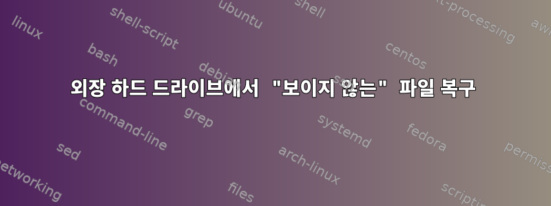 외장 하드 드라이브에서 "보이지 않는" 파일 복구