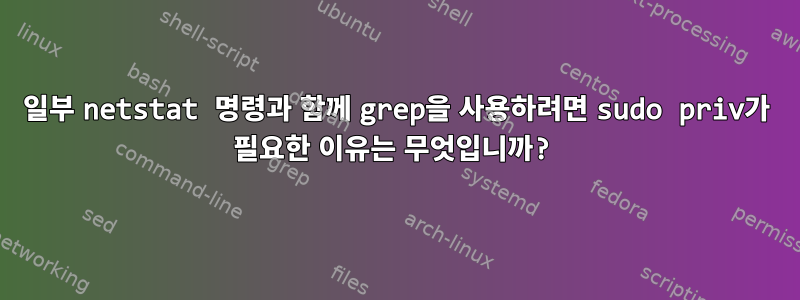 일부 netstat 명령과 함께 grep을 사용하려면 sudo priv가 필요한 이유는 무엇입니까?