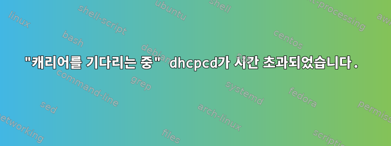 "캐리어를 기다리는 중" dhcpcd가 시간 초과되었습니다.