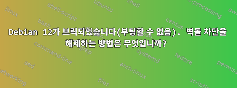 Debian 12가 브릭되었습니다(부팅할 수 없음). 벽돌 차단을 해제하는 방법은 무엇입니까?