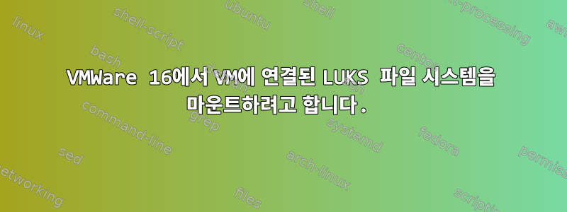 VMWare 16에서 VM에 연결된 LUKS 파일 시스템을 마운트하려고 합니다.