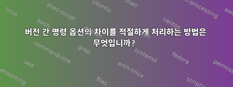 버전 간 명령 옵션의 차이를 적절하게 처리하는 방법은 무엇입니까?