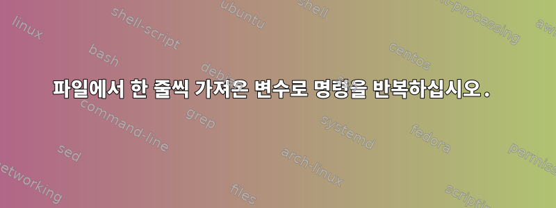 파일에서 한 줄씩 가져온 변수로 명령을 반복하십시오.