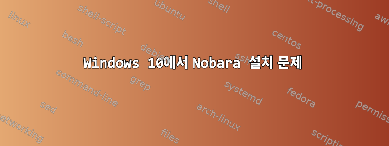 Windows 10에서 Nobara 설치 문제