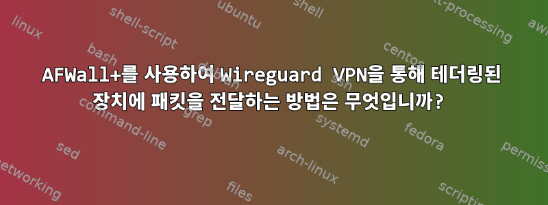 AFWall+를 사용하여 Wireguard VPN을 통해 테더링된 장치에 패킷을 전달하는 방법은 무엇입니까?