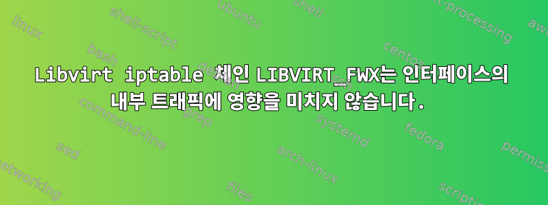 Libvirt iptable 체인 LIBVIRT_FWX는 인터페이스의 내부 트래픽에 영향을 미치지 않습니다.