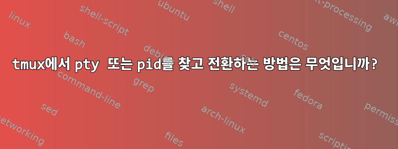 tmux에서 pty 또는 pid를 찾고 전환하는 방법은 무엇입니까?