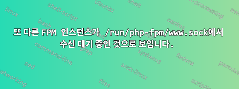 또 다른 FPM 인스턴스가 /run/php-fpm/www.sock에서 수신 대기 중인 것으로 보입니다.