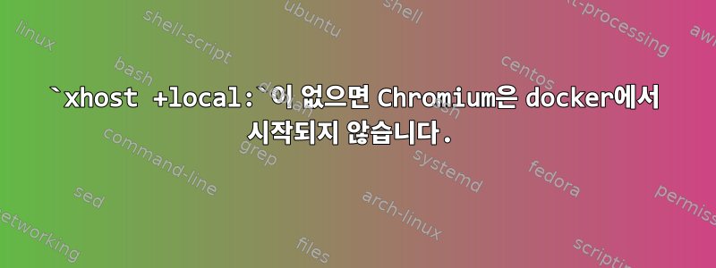 `xhost +local:`이 없으면 Chromium은 docker에서 시작되지 않습니다.