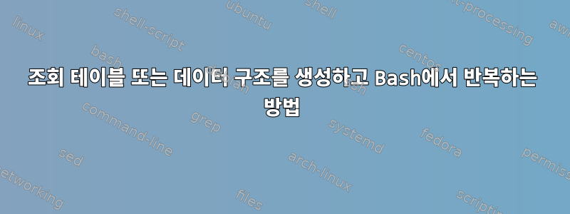 조회 테이블 또는 데이터 구조를 생성하고 Bash에서 반복하는 방법