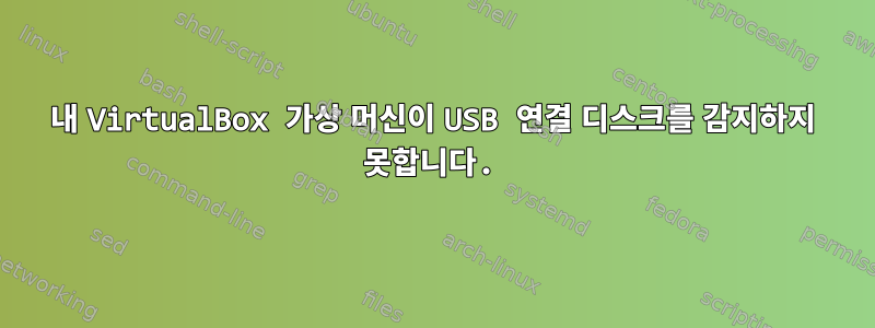 내 VirtualBox 가상 머신이 USB 연결 디스크를 감지하지 못합니다.