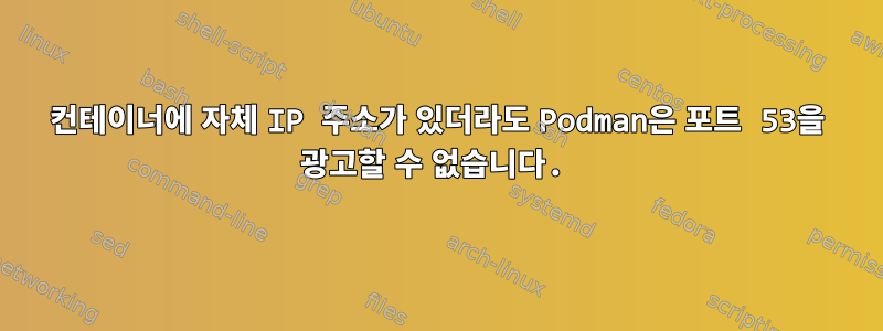 컨테이너에 자체 IP 주소가 있더라도 Podman은 포트 53을 광고할 수 없습니다.