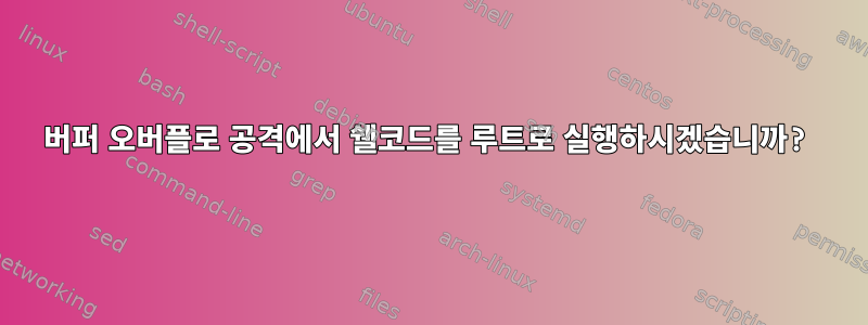 버퍼 오버플로 공격에서 쉘코드를 루트로 실행하시겠습니까?