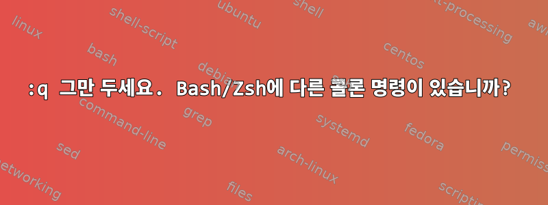 :q 그만 두세요. Bash/Zsh에 다른 콜론 명령이 있습니까?