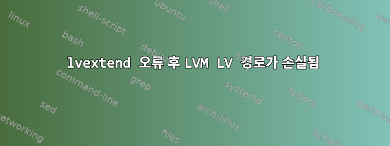 lvextend 오류 후 LVM LV 경로가 손실됨