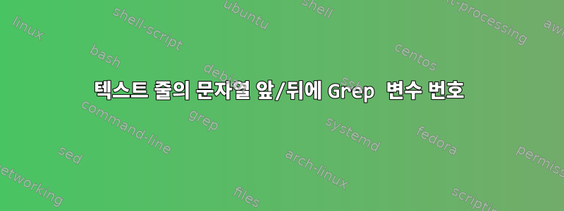 텍스트 줄의 문자열 앞/뒤에 Grep 변수 번호