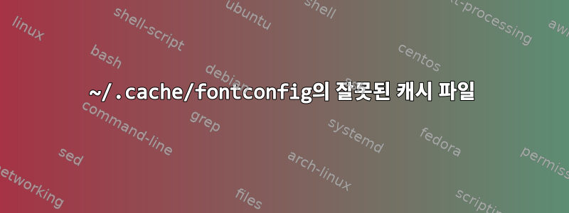 ~/.cache/fontconfig의 잘못된 캐시 파일