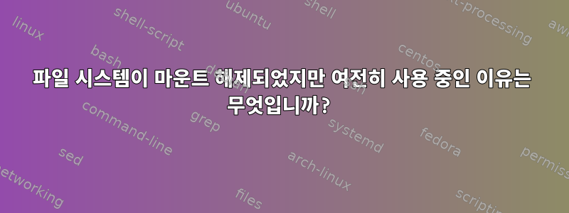 파일 시스템이 마운트 해제되었지만 여전히 사용 중인 이유는 무엇입니까?