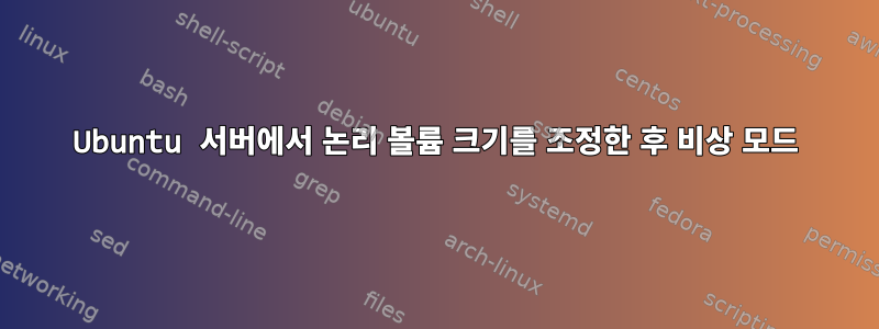 Ubuntu 서버에서 논리 볼륨 크기를 조정한 후 비상 모드