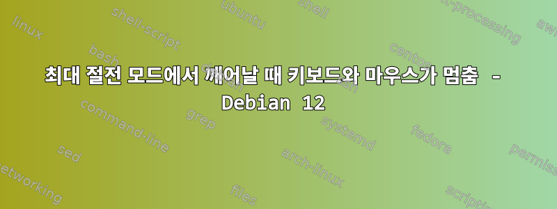 최대 절전 모드에서 깨어날 때 키보드와 마우스가 멈춤 - Debian 12