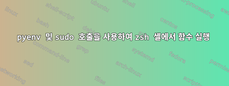 pyenv 및 sudo 호출을 사용하여 zsh 셸에서 함수 실행