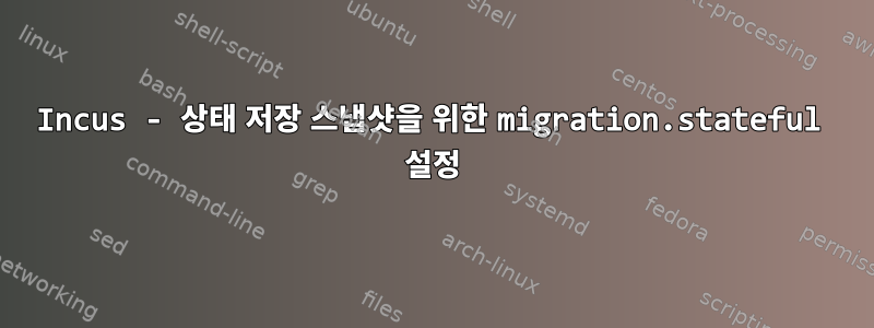 Incus - 상태 저장 스냅샷을 위한 migration.stateful 설정