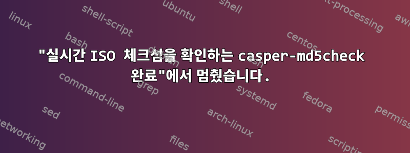 "실시간 ISO 체크섬을 확인하는 casper-md5check 완료"에서 멈췄습니다.