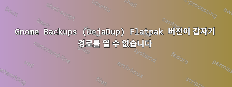 Gnome Backups (DejaDup) Flatpak 버전이 갑자기 경로를 열 수 없습니다