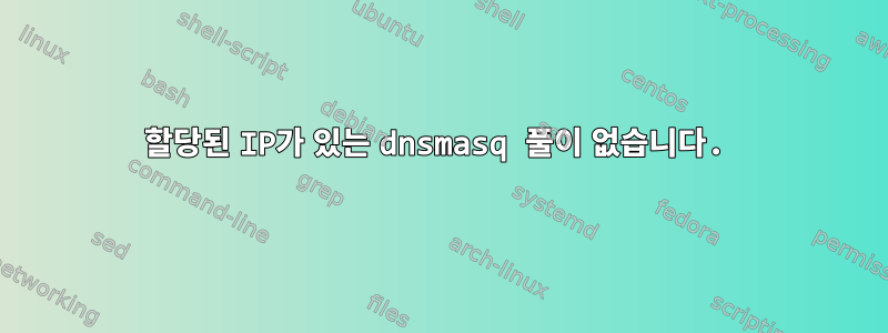 할당된 IP가 있는 dnsmasq 풀이 없습니다.