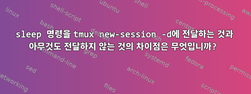 sleep 명령을 tmux new-session -d에 전달하는 것과 아무것도 전달하지 않는 것의 차이점은 무엇입니까?