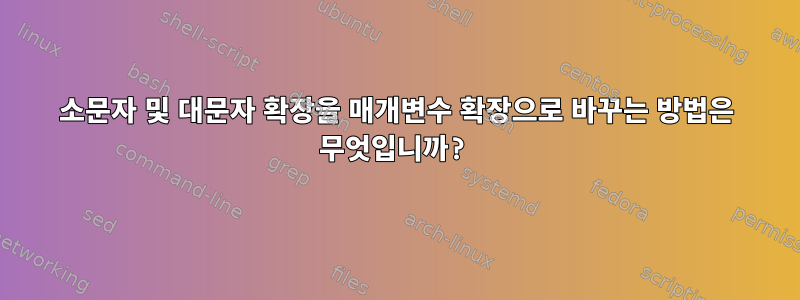 소문자 및 대문자 확장을 매개변수 확장으로 바꾸는 방법은 무엇입니까?