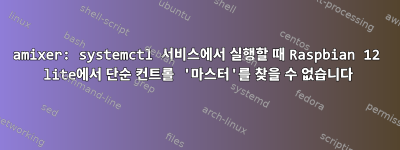 amixer: systemctl 서비스에서 실행할 때 Raspbian 12 lite에서 단순 컨트롤 '마스터'를 찾을 수 없습니다