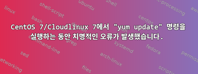 CentOS 7/Cloudlinux 7에서 "yum update" 명령을 실행하는 동안 치명적인 오류가 발생했습니다.