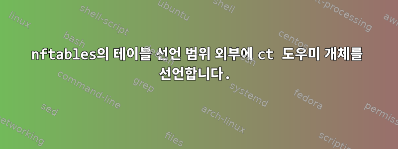 nftables의 테이블 선언 범위 외부에 ct 도우미 개체를 선언합니다.