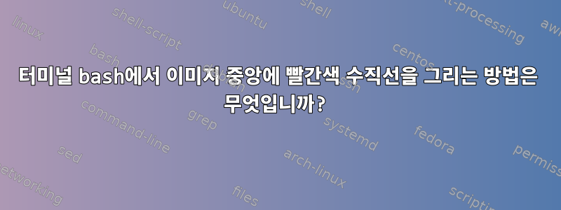 터미널 bash에서 이미지 중앙에 빨간색 수직선을 그리는 방법은 무엇입니까?