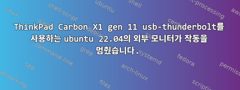 ThinkPad Carbon X1 gen 11 usb-thunderbolt를 사용하는 ubuntu 22.04의 외부 모니터가 작동을 멈췄습니다.