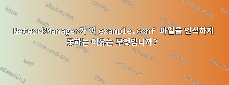 NetworkManager가 이 example.conf 파일을 인식하지 못하는 이유는 무엇입니까?