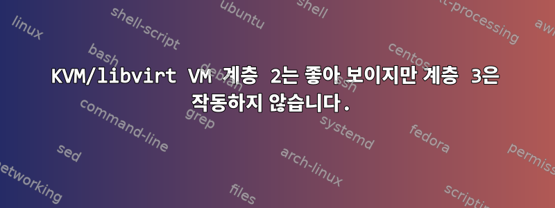 KVM/libvirt VM 계층 2는 좋아 보이지만 계층 3은 작동하지 않습니다.