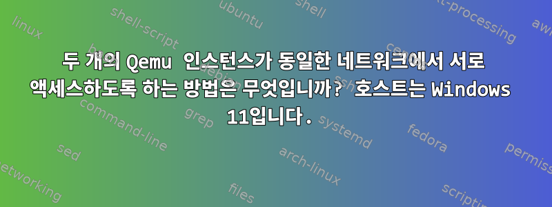 두 개의 Qemu 인스턴스가 동일한 네트워크에서 서로 액세스하도록 하는 방법은 무엇입니까? 호스트는 Windows 11입니다.