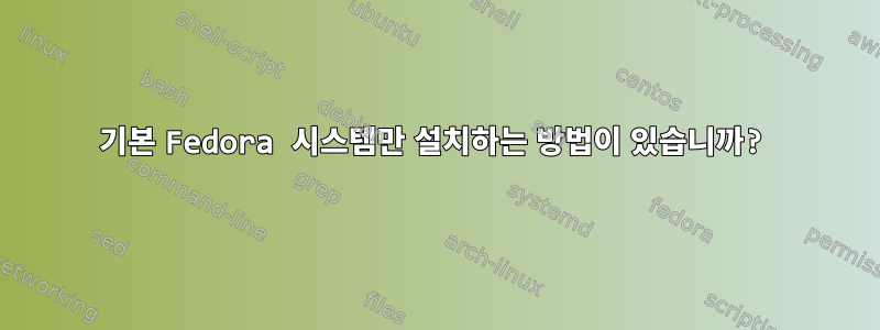 기본 Fedora 시스템만 설치하는 방법이 있습니까?