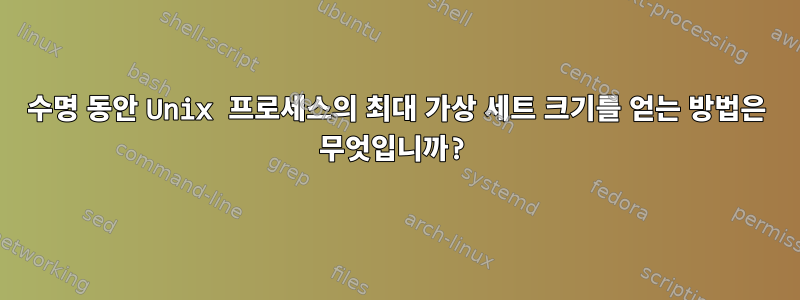 수명 동안 Unix 프로세스의 최대 가상 세트 크기를 얻는 방법은 무엇입니까?