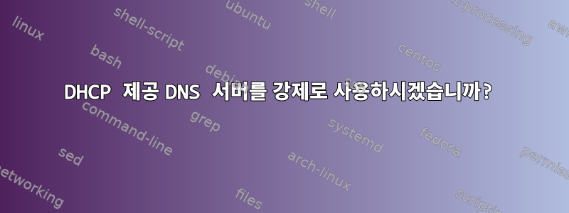 DHCP 제공 DNS 서버를 강제로 사용하시겠습니까?