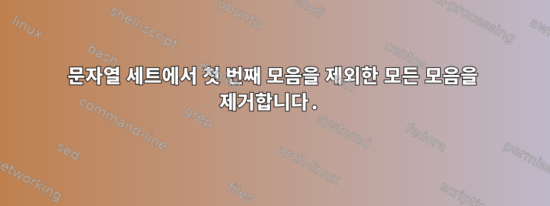 문자열 세트에서 첫 번째 모음을 제외한 모든 모음을 제거합니다.