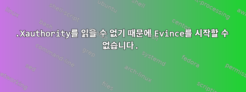 .Xauthority를 ​​읽을 수 없기 때문에 Evince를 시작할 수 없습니다.