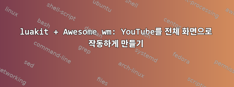 luakit + Awesome wm: YouTube를 전체 화면으로 작동하게 만들기