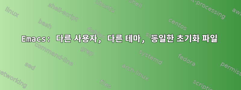 Emacs: 다른 사용자, 다른 테마, 동일한 초기화 파일