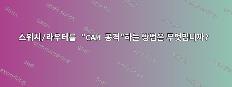 스위치/라우터를 "CAM 공격"하는 방법은 무엇입니까?