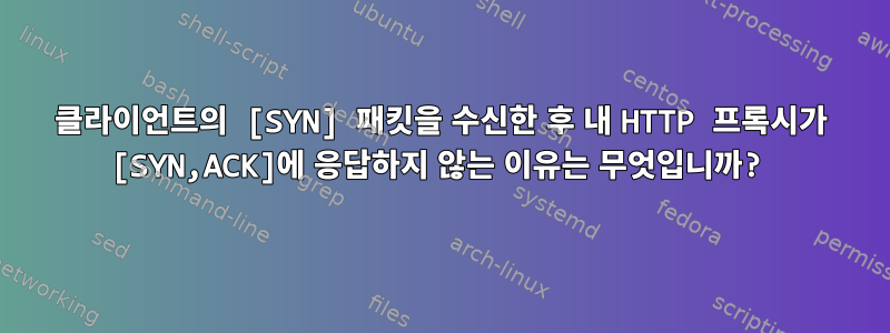 클라이언트의 [SYN] 패킷을 수신한 후 내 HTTP 프록시가 [SYN,ACK]에 응답하지 않는 이유는 무엇입니까?