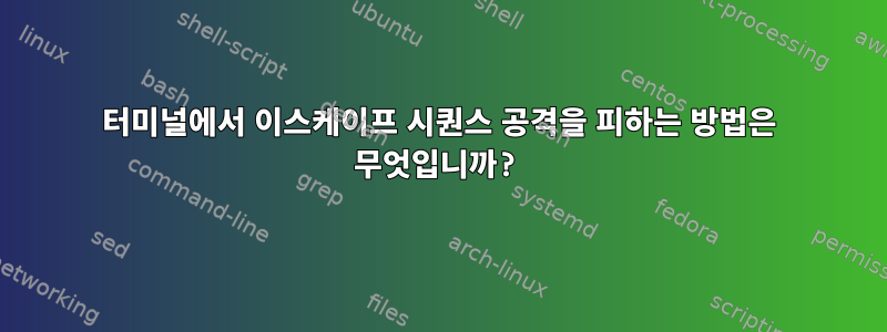 터미널에서 이스케이프 시퀀스 공격을 피하는 방법은 무엇입니까?